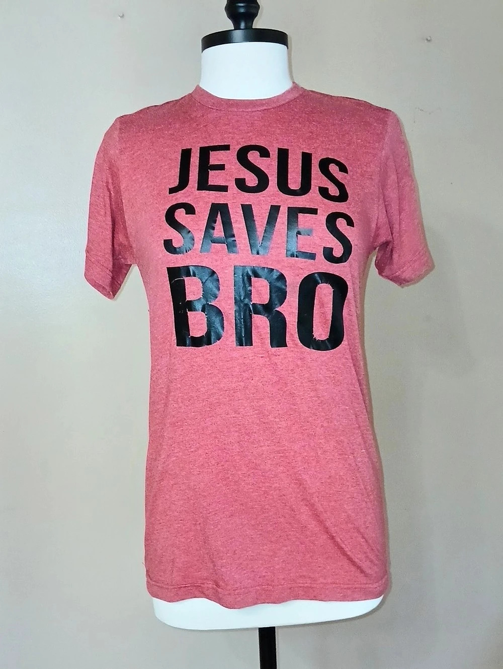 Jesus Saves Bro Graphic T-Shirt Tee in Red